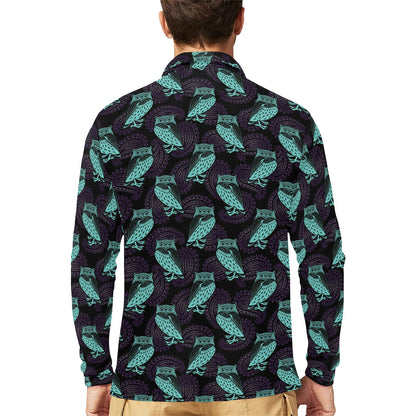 Tribal Pattern Print Design LKS3010 Long Sleeve Polo Shirt For Men's