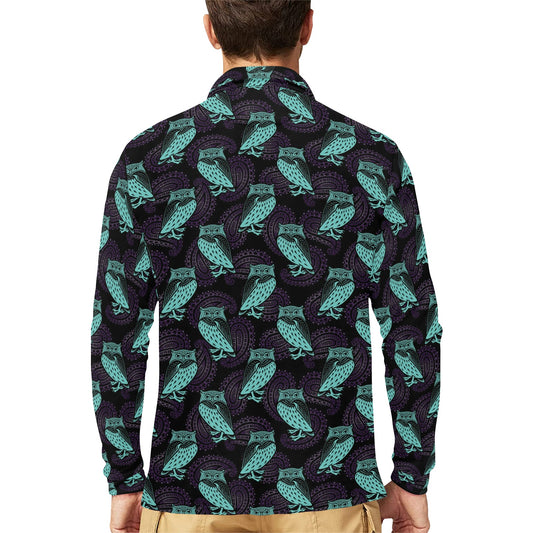 Tribal Pattern Print Design LKS3010 Long Sleeve Polo Shirt For Men's