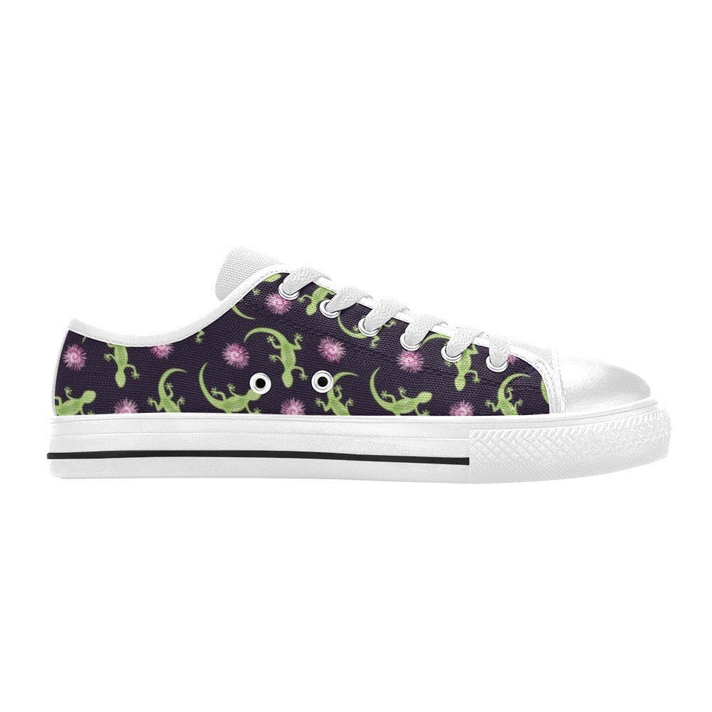 lizard Print Design LKS402 Women's White Low Top Shoes