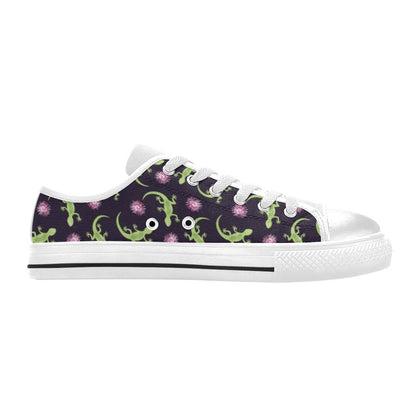 lizard Print Design LKS402 Women's White Low Top Shoes