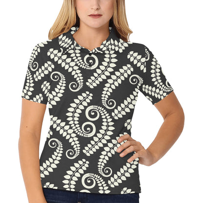 Fern Leave Print Pattern Women's Polo Shirt