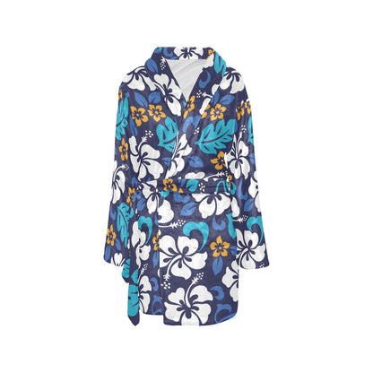 Hibiscus Pattern Print Design HB030 Women's Fleece Robe