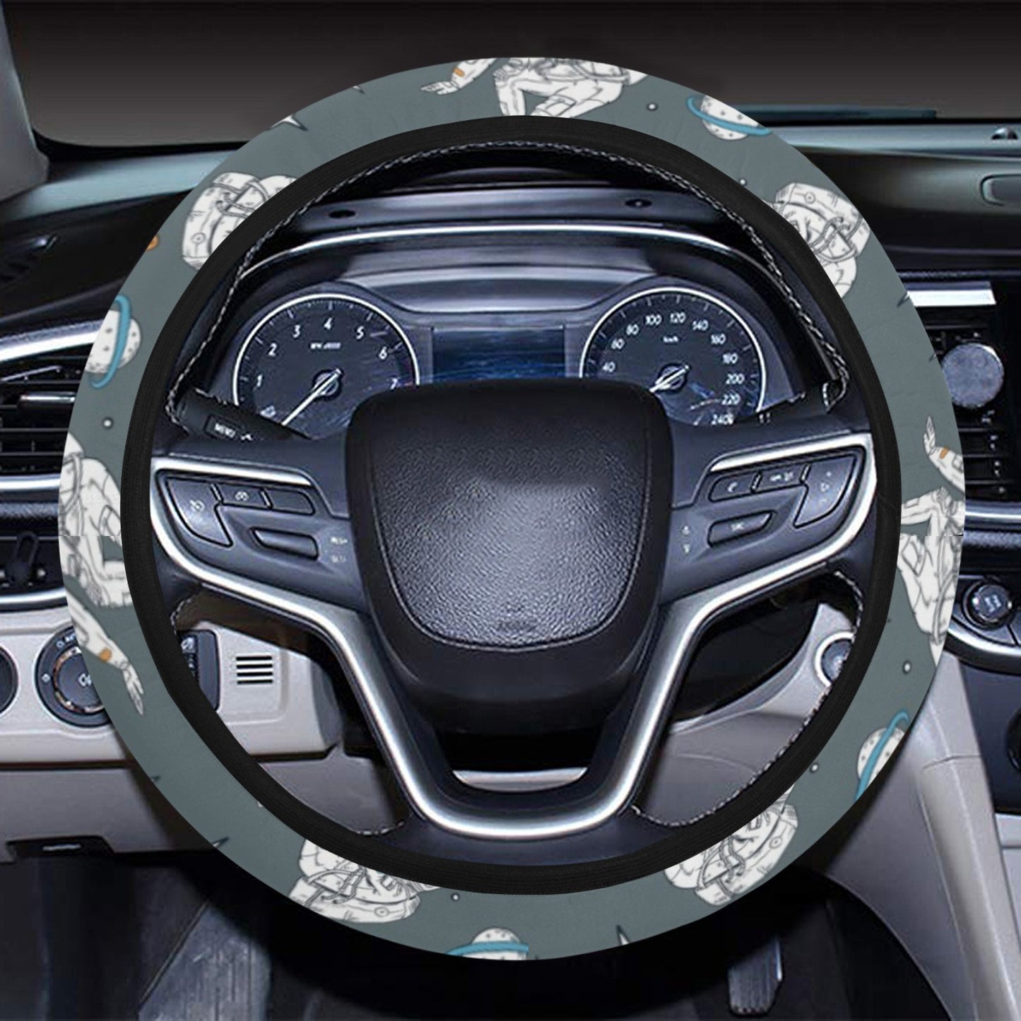 Skateboard Print Design LKS306 Steering Wheel Cover with Elastic Edge
