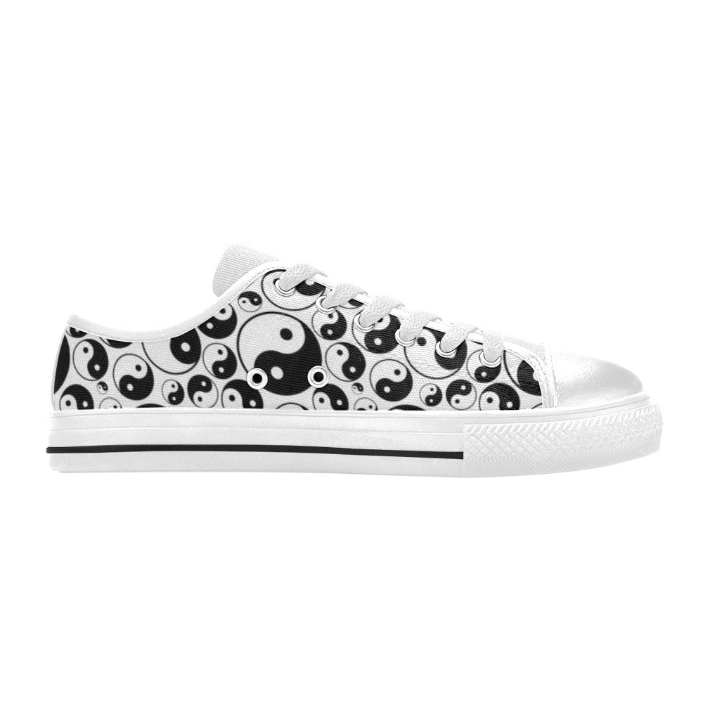 Yin Yang Print Design LKS302 Women's White Low Top Shoes