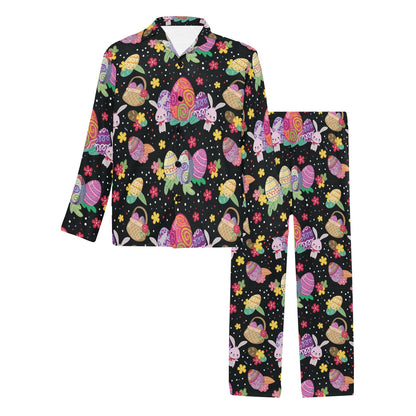 Easter Eggs Pattern Print Design RB06 Men's Long Pajama Set