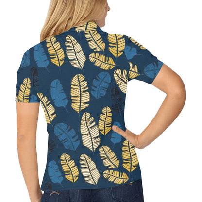 Banana Leaf Pattern Print Design BL09 Women's Polo Shirt