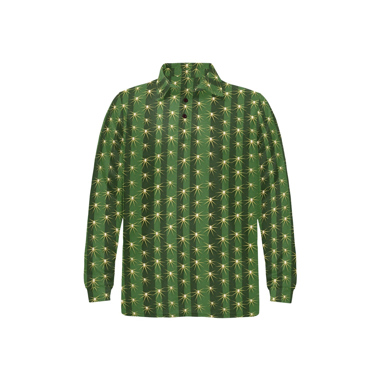 Cactus Skin Print Pattern Long Sleeve Polo Shirt For Men's