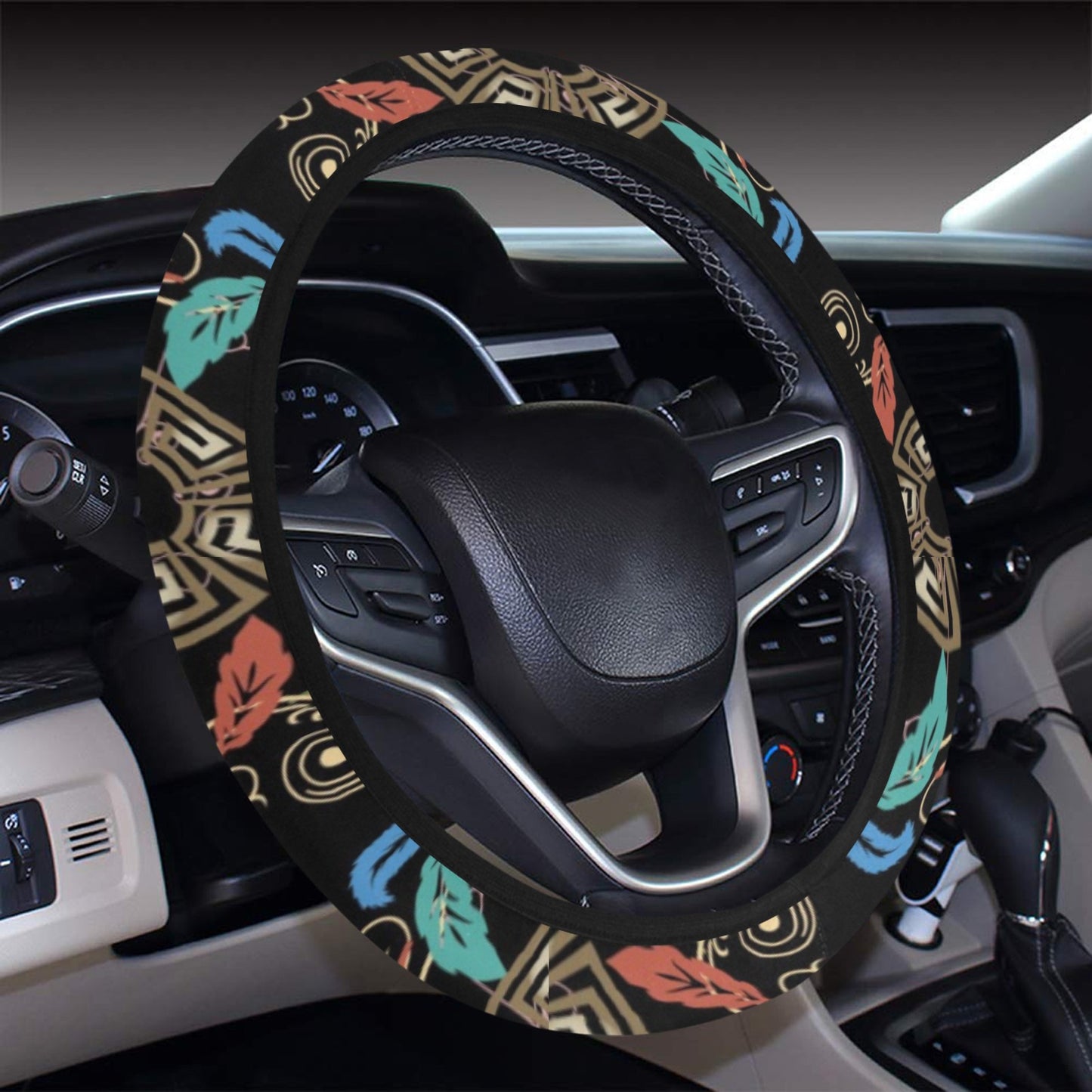 Ancient Greek Print Design LKS308 Steering Wheel Cover with Elastic Edge