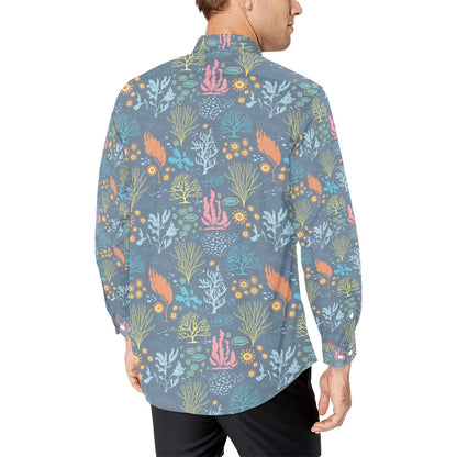 Seaweed Print Design LKS304 Men's Long Sleeve Dress Shirt