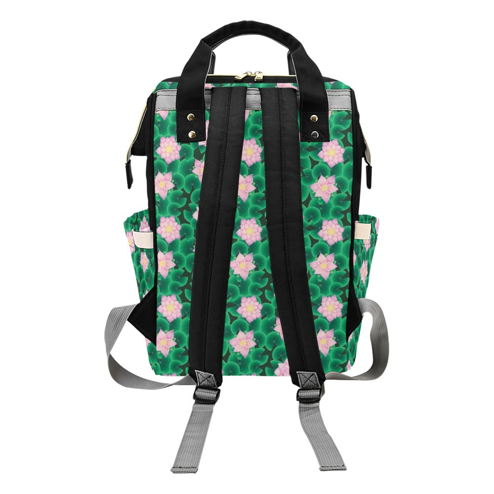 Water Lily Print Design LKS303 Diaper Bag Backpack
