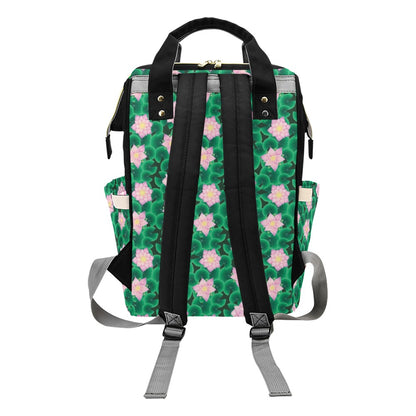 Water Lily Print Design LKS303 Diaper Bag Backpack