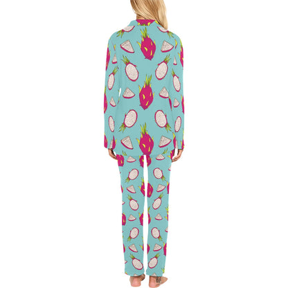 Dragonfruit Pattern Print Design DF01 Women's Long Pajama Set