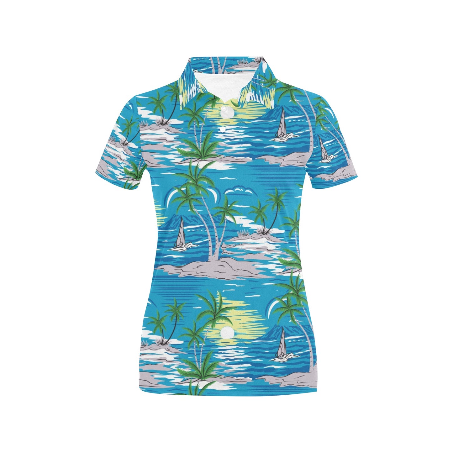 Palm Tree Beach Women's Polo Shirt