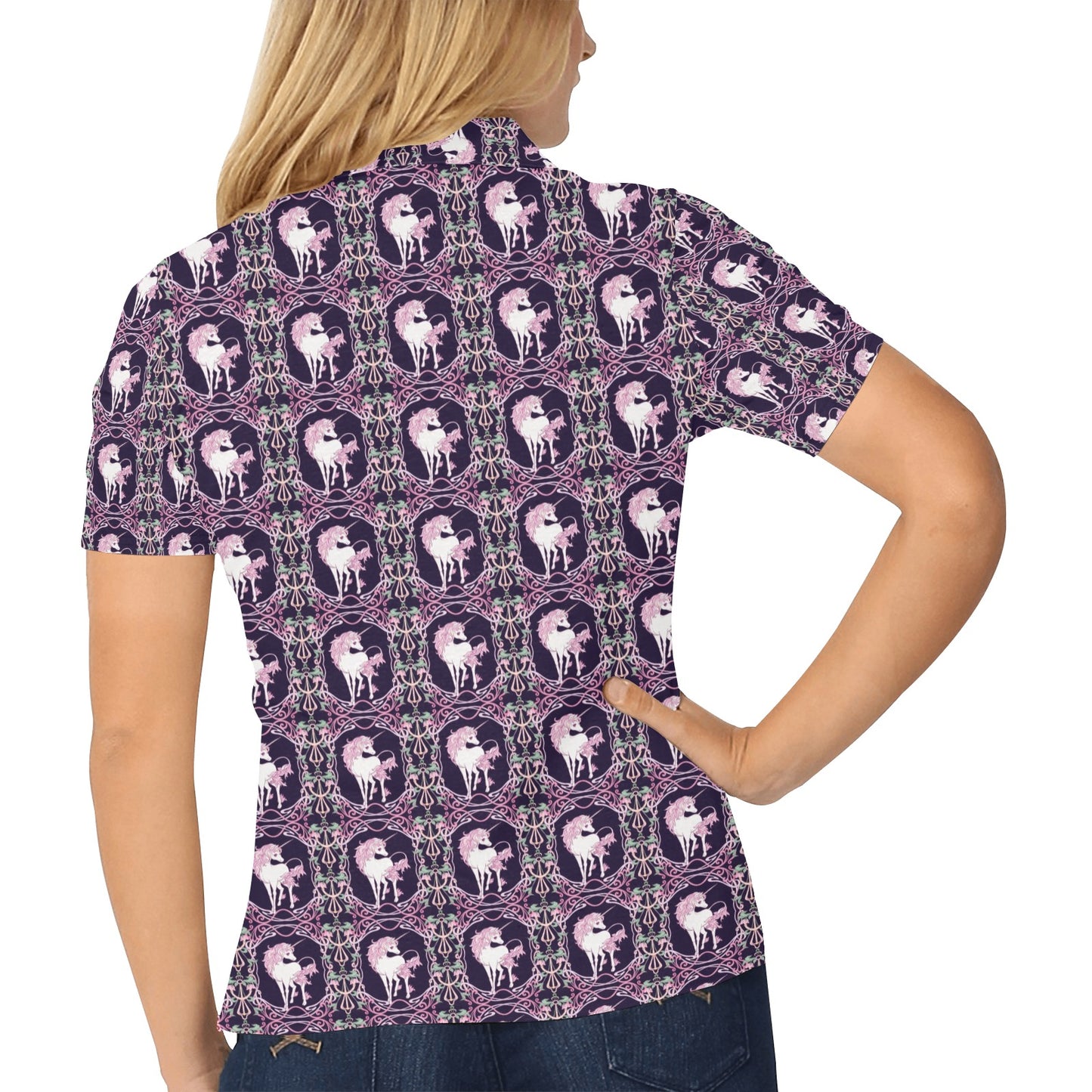 Unicorn Fantastic Flower Women's Polo Shirt
