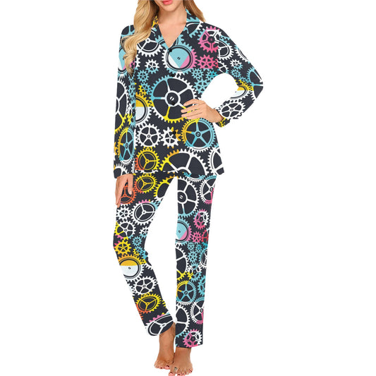 Mechanic Pattern Print Design 02 Women's Long Pajama Set