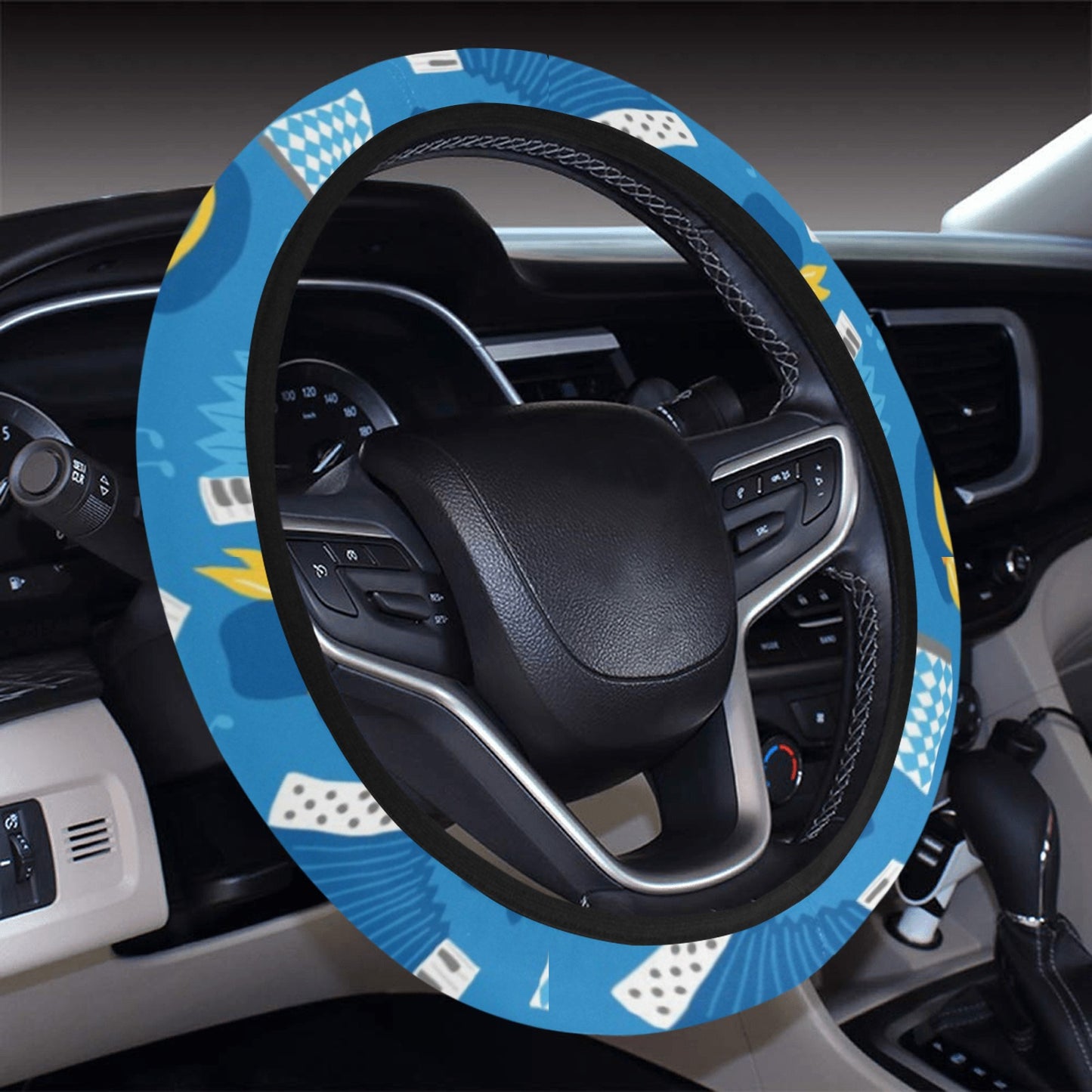Accordion Print Design LKS401 Steering Wheel Cover with Elastic Edge