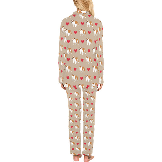 Bulldogs Pattern Print Design 02 Women's Long Pajama Set