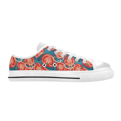 Tomato Print Design LKS301 Women's White Low Top Shoes
