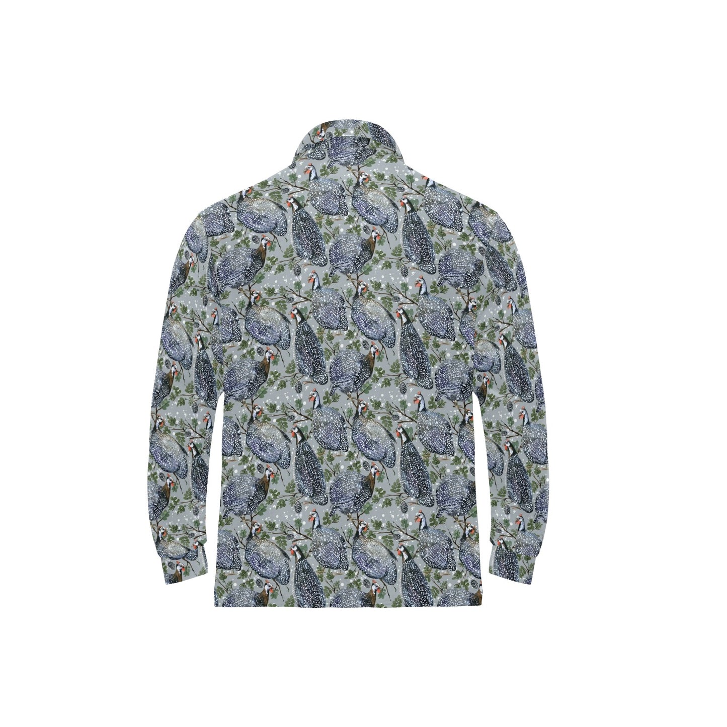Guinea Fowl Print Design LKS402 Long Sleeve Polo Shirt For Men's