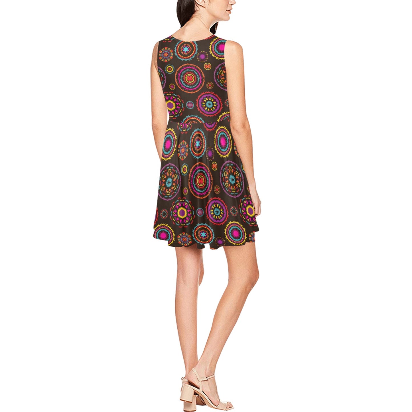 Bohemian Pattern Print Design 01 Sleeveless Dress