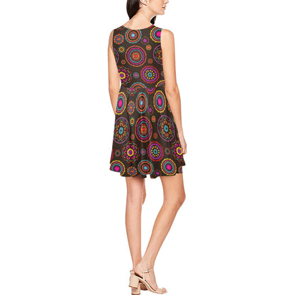 Bohemian Pattern Print Design 01 Sleeveless Dress