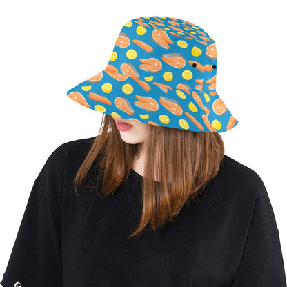 Salmon Steak With Lemon Print Design LKS308 Unisex Bucket Hat