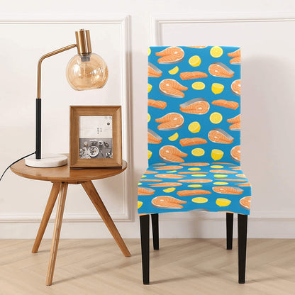 Salmon Steak With Lemon Print Design LKS308 Dining Chair Slipcover