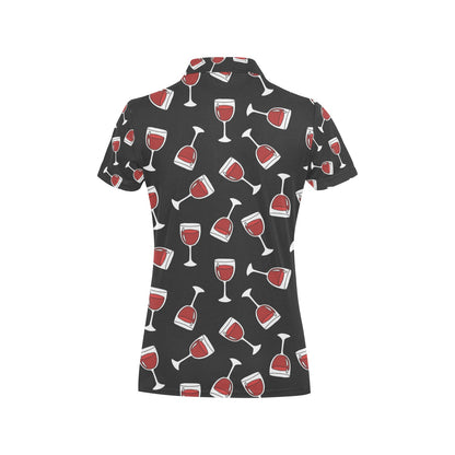 Wine Glass Print Design LKS303 Women's Polo Shirt
