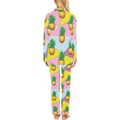 Pineapple Pattern Print Design PP05 Women's Long Pajama Set