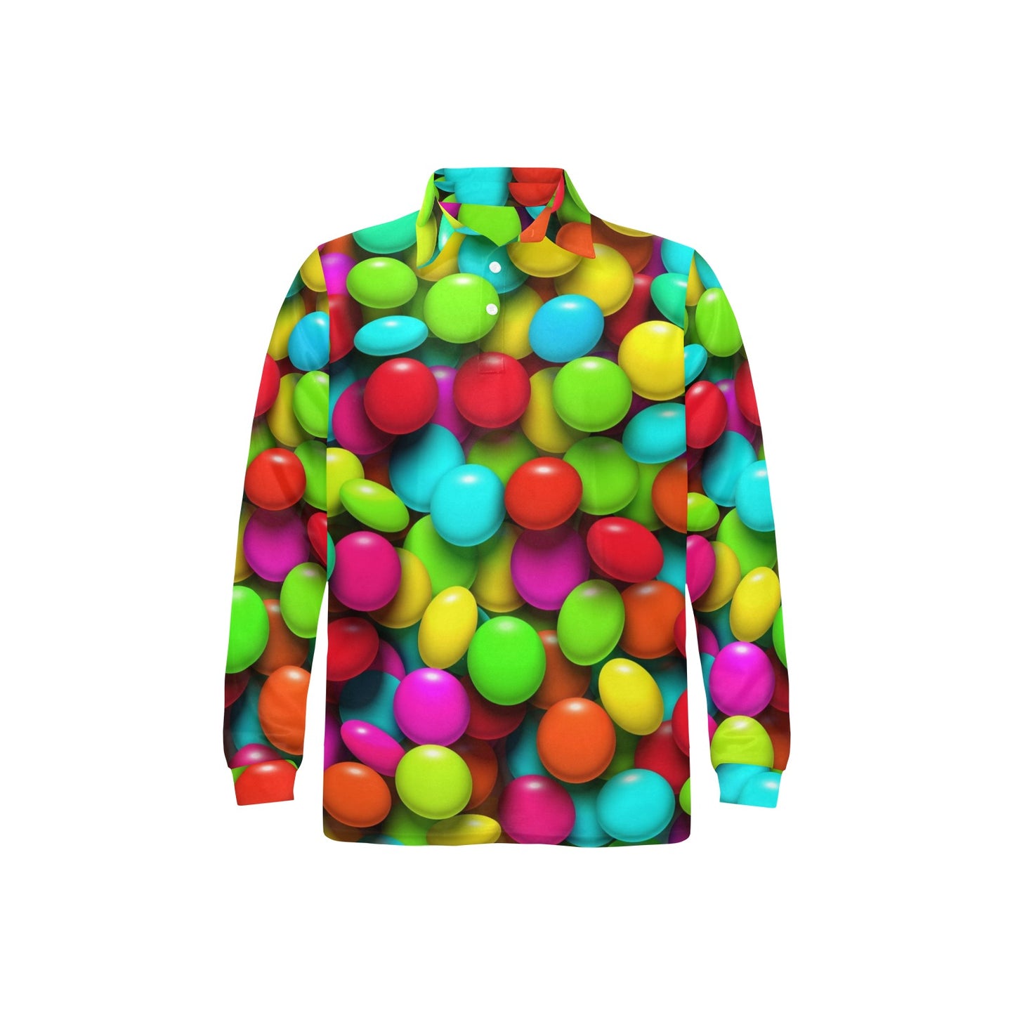 Candy Pattern Print Design CA03 Long Sleeve Polo Shirt For Men's