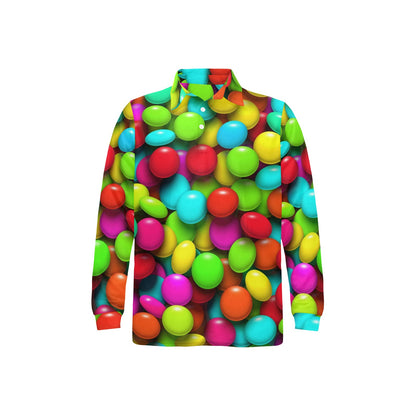 Candy Pattern Print Design CA03 Long Sleeve Polo Shirt For Men's
