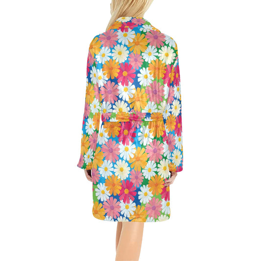 Daisy Pattern Print Design DS05 Women's Fleece Robe