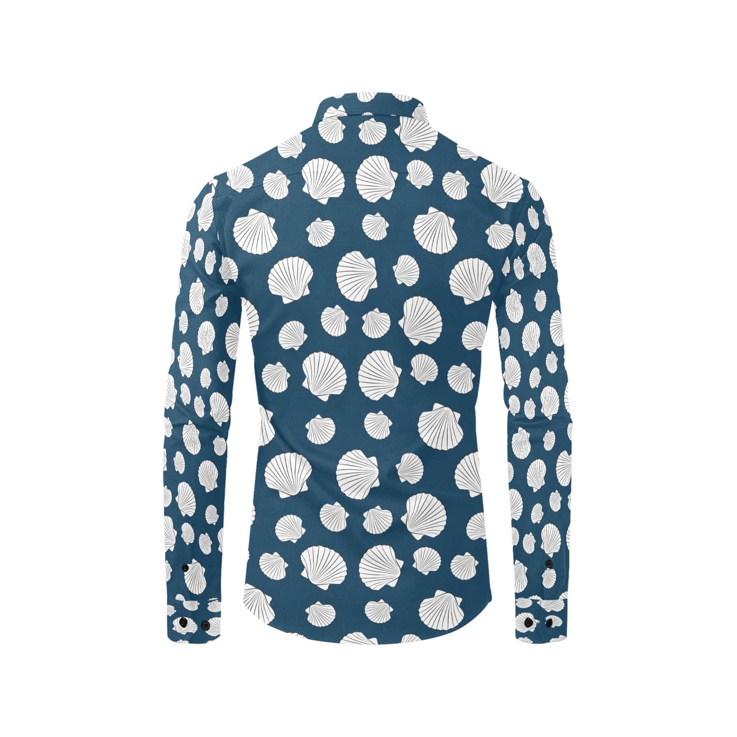 Seashell Print Design LKS3012 Men's Long Sleeve Dress Shirt