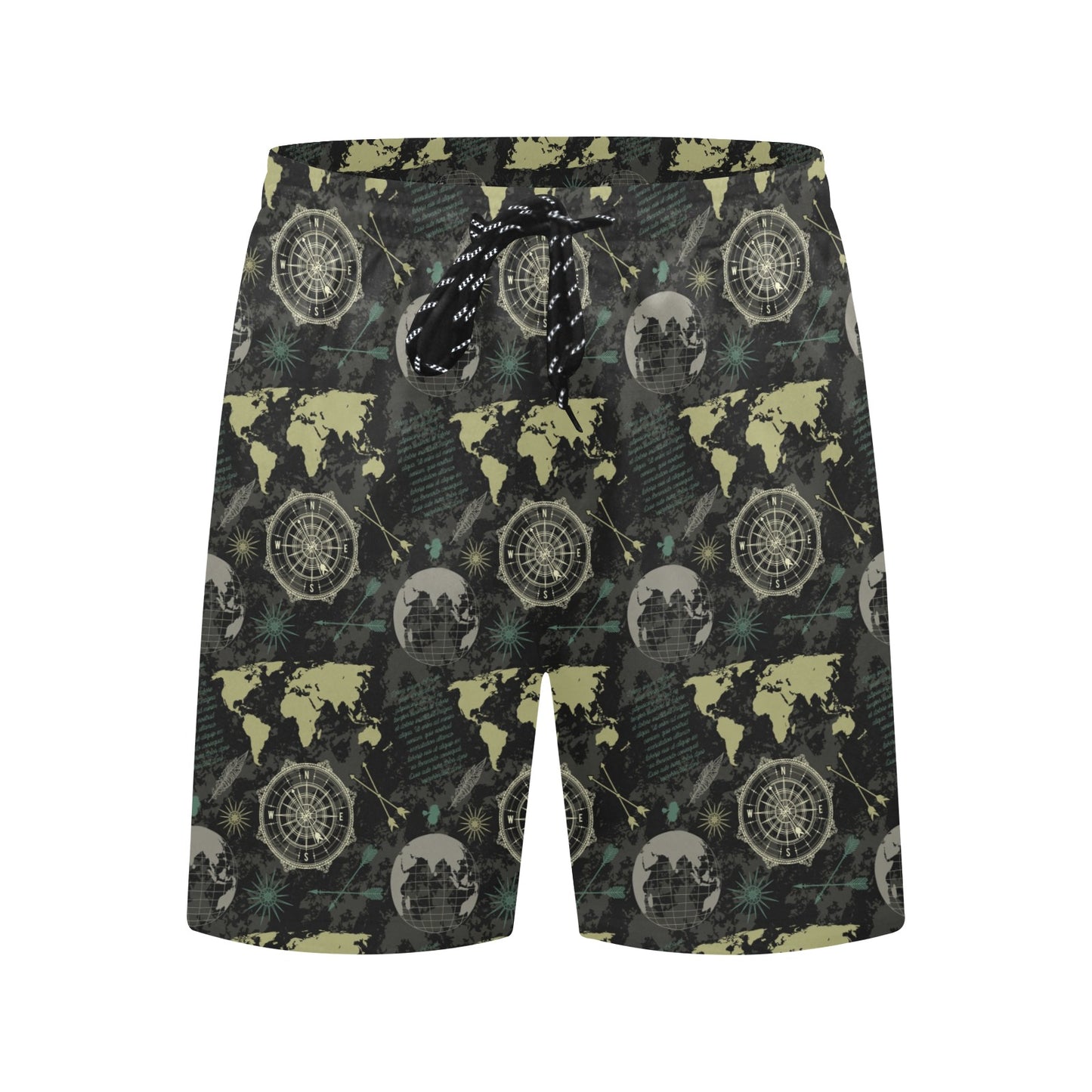 World Map Print Design LKS303 Men's Swim Trunks Beach Shorts