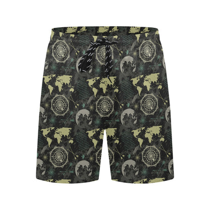World Map Print Design LKS303 Men's Swim Trunks Beach Shorts