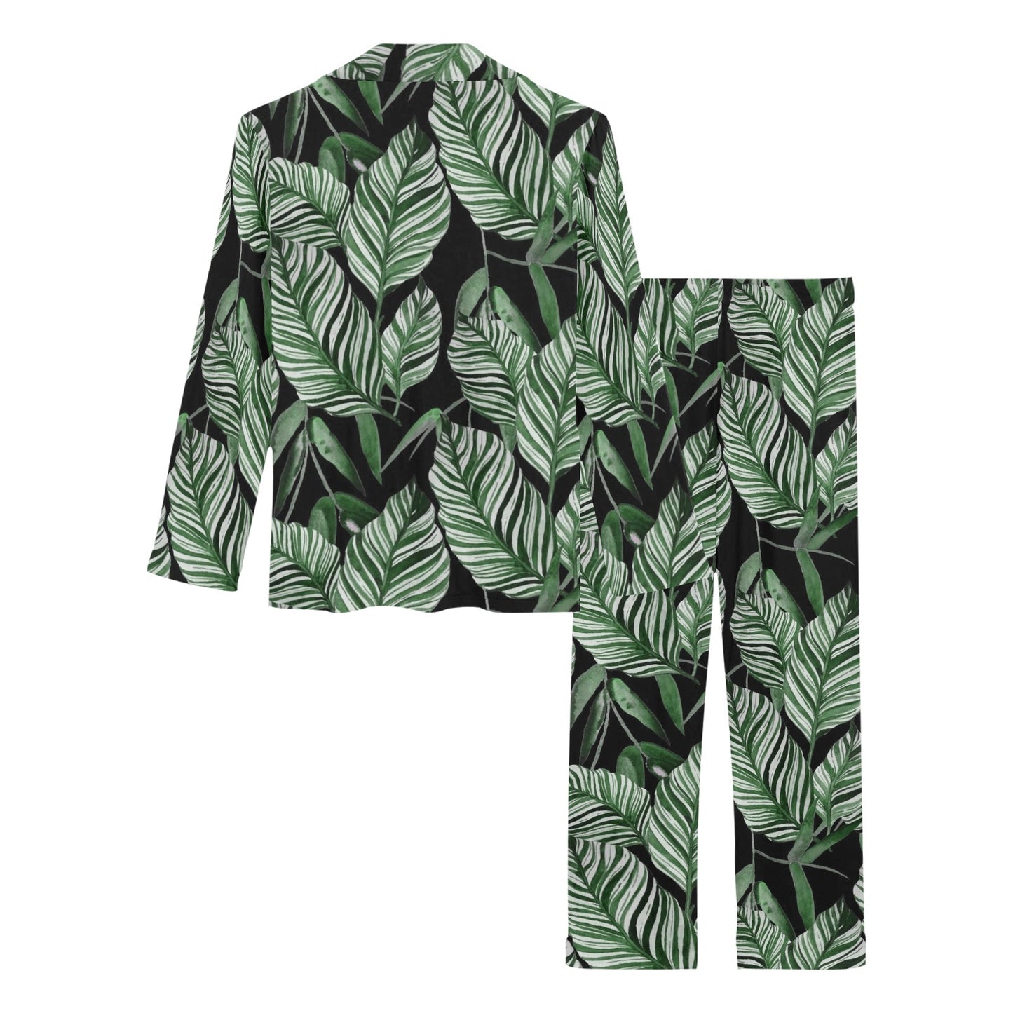 Palm Leaves Pattern Print Design PL09 Women's Long Pajama Set