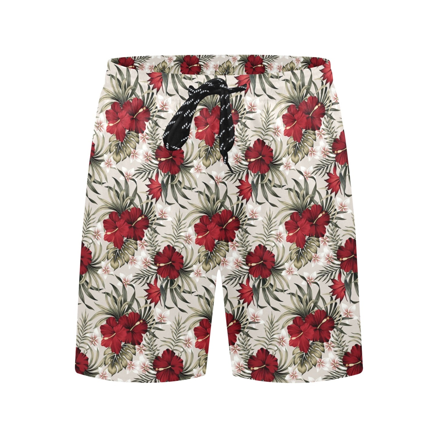 Hibiscus Print Design LKS3011 Men's Swim Trunks Beach Shorts