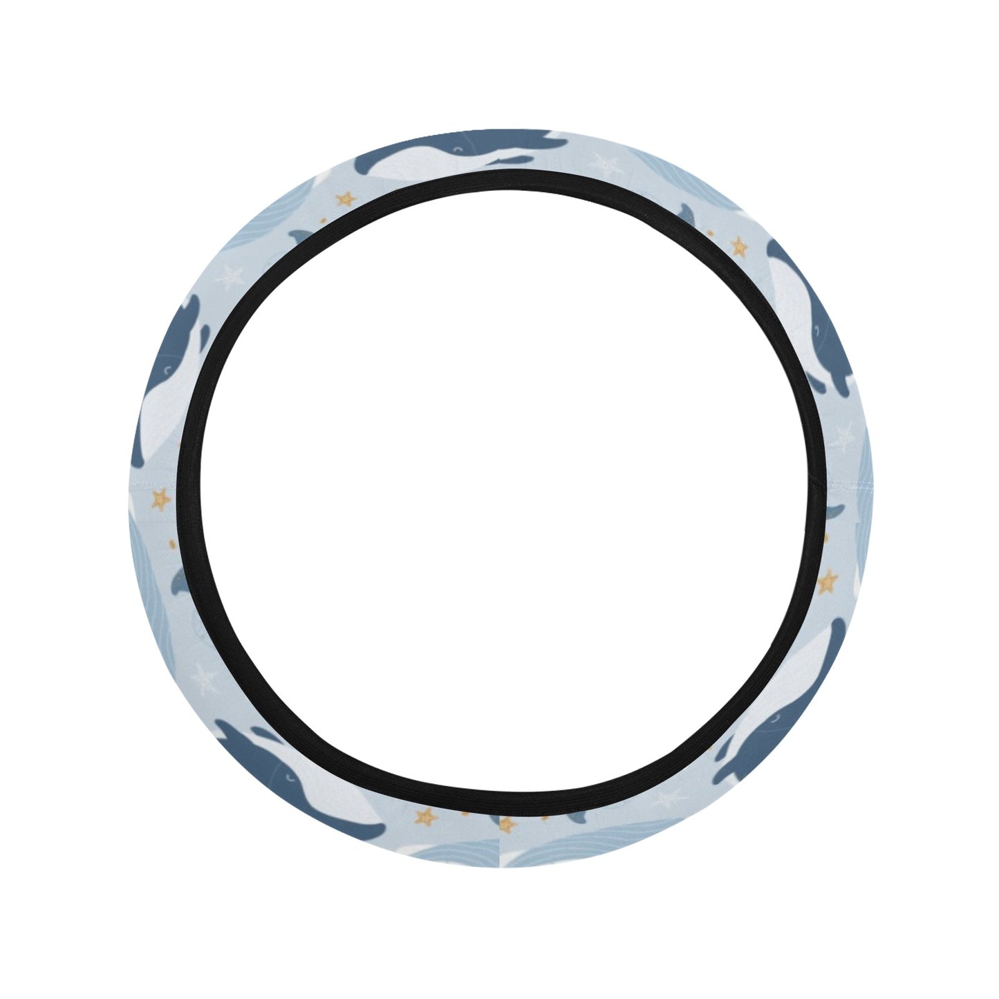 Whale Print Design LKS305 Steering Wheel Cover with Elastic Edge