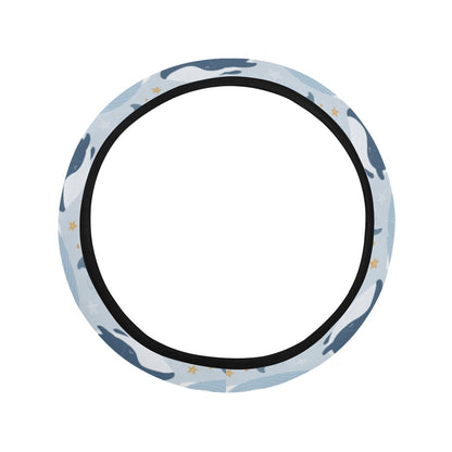 Whale Print Design LKS305 Steering Wheel Cover with Elastic Edge