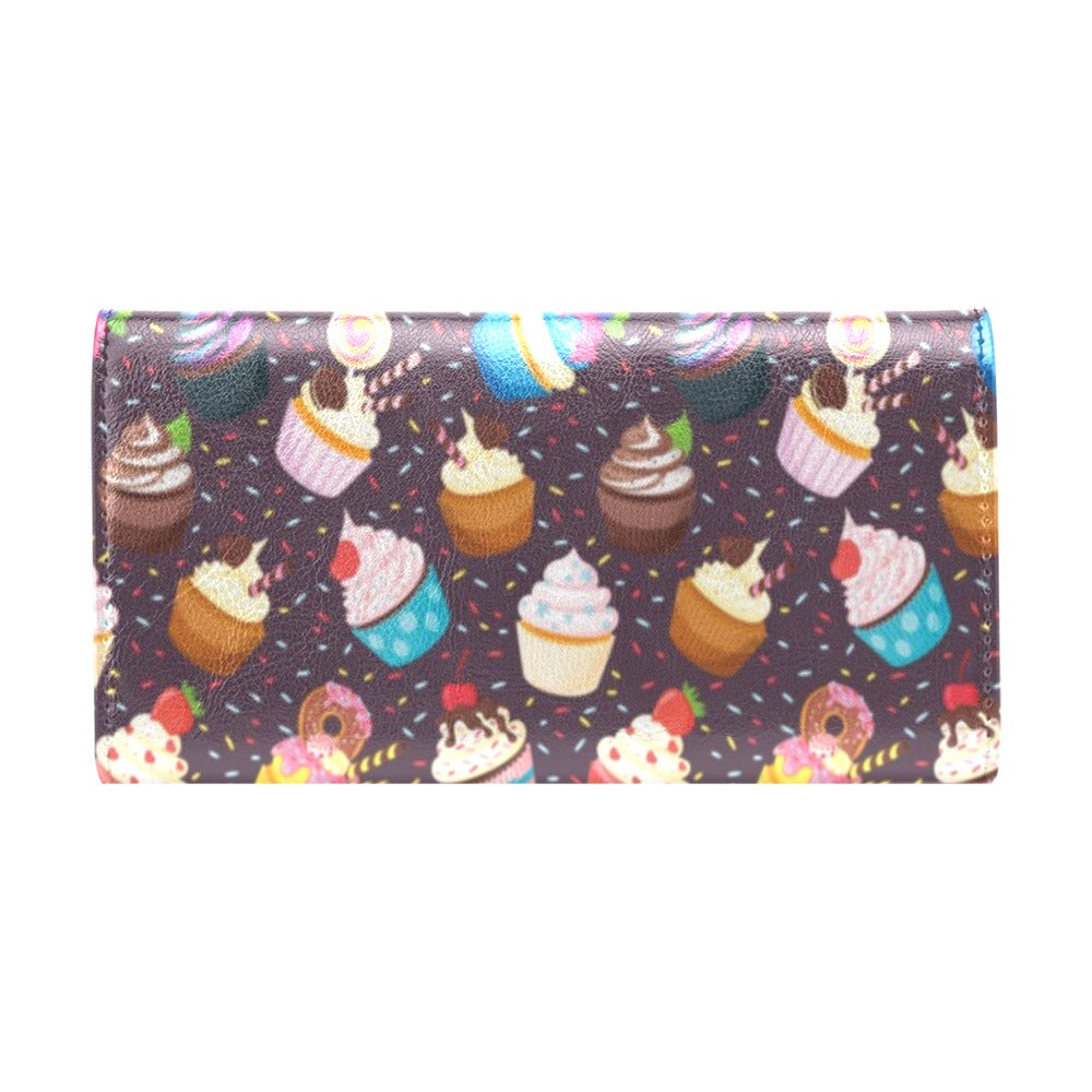 Cupcakes Party Print Pattern Women's Trifold Wallet