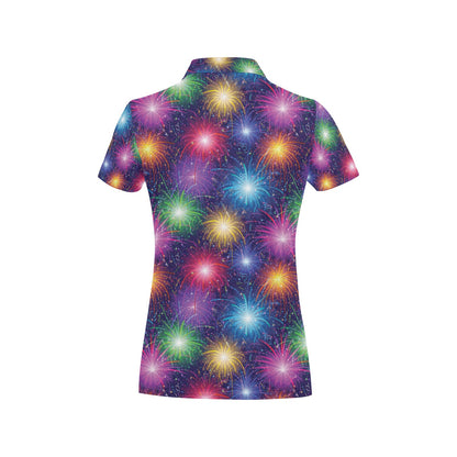 Firework Colorful Print Design LKS301 Women's Polo Shirt