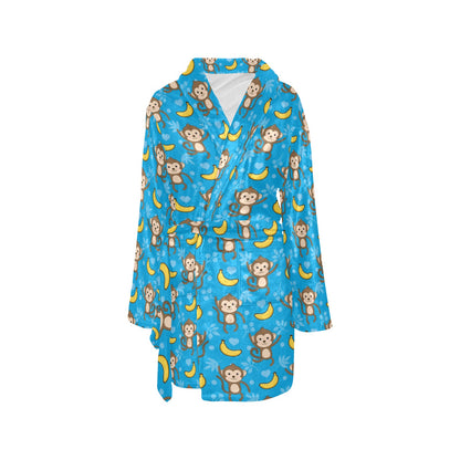 Monkey Pattern Print Design 05 Women's Fleece Robe