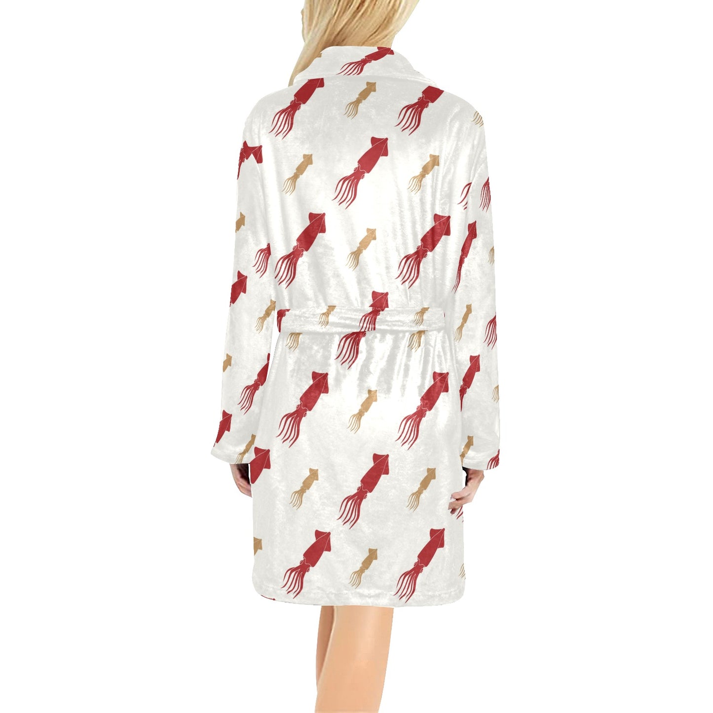 Giant Squid Pattern Print Design 01 Women's Fleece Robe