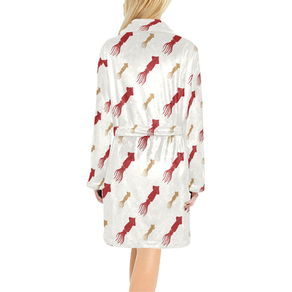 Giant Squid Pattern Print Design 01 Women's Fleece Robe