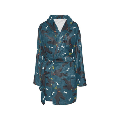 Schnauzers Pattern Print Design A04 Women's Fleece Robe