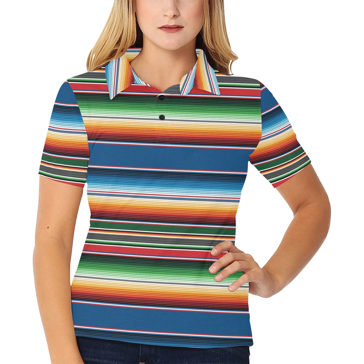 Serape Print Design LKS303 Women's Polo Shirt