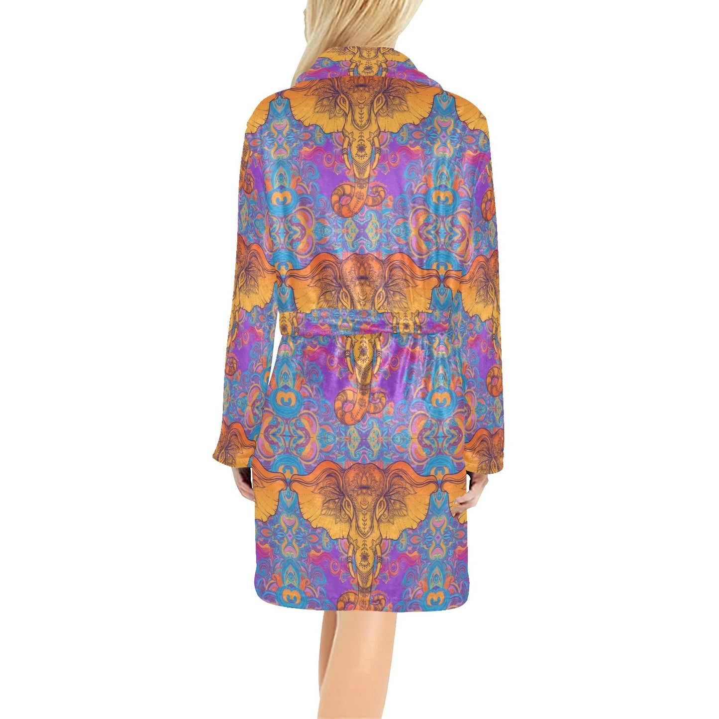Gold Elephant Indian Women's Fleece Robe