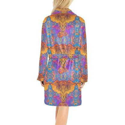 Gold Elephant Indian Women's Fleece Robe
