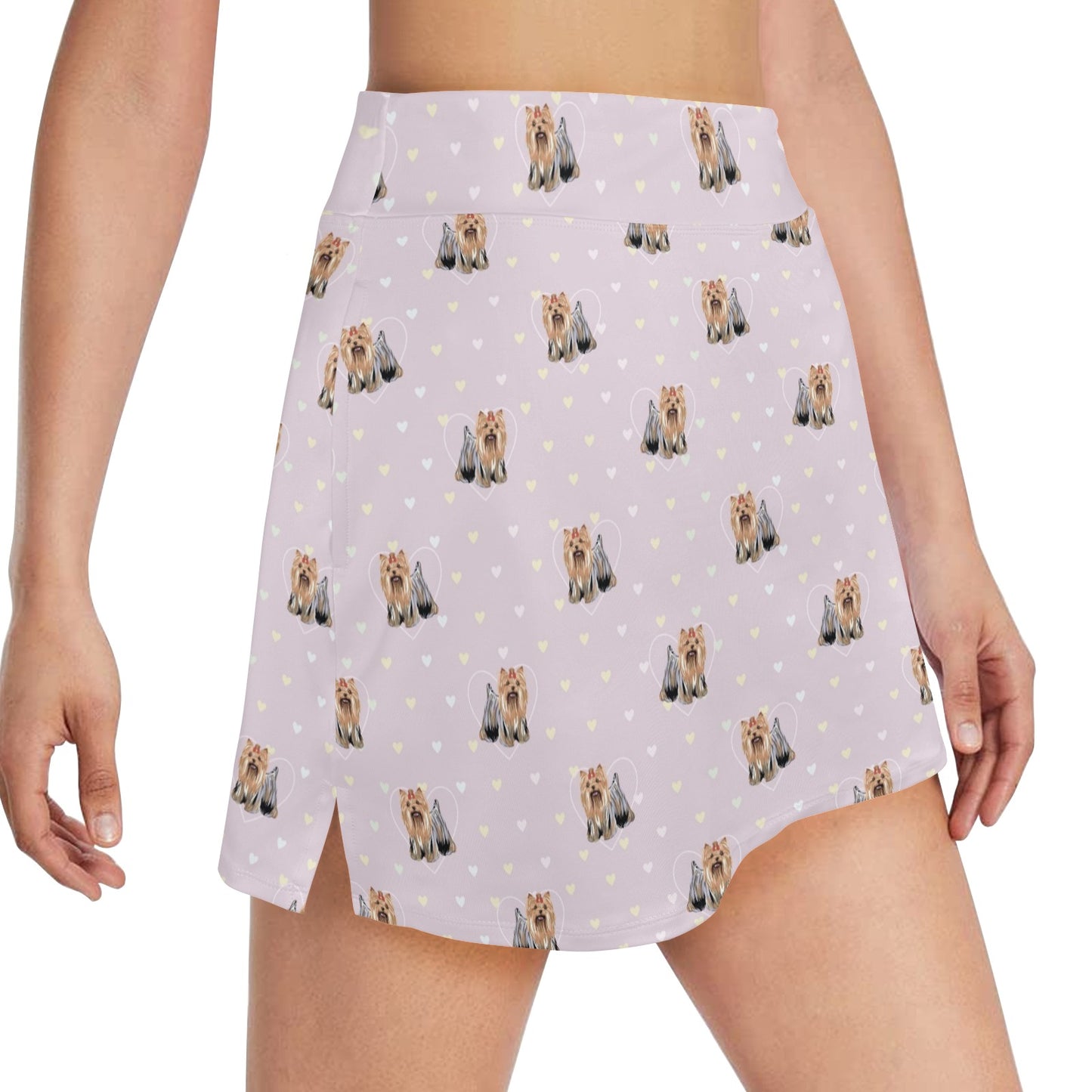 Yorkshire Terriers Print Design LKS302 17" Golf & Pickleball Skort with Pockets