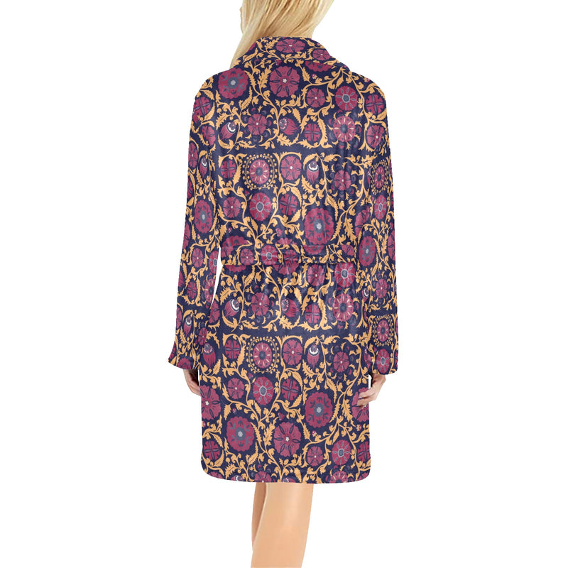 Suzani Print Design LKS303 Women's Fleece Robe